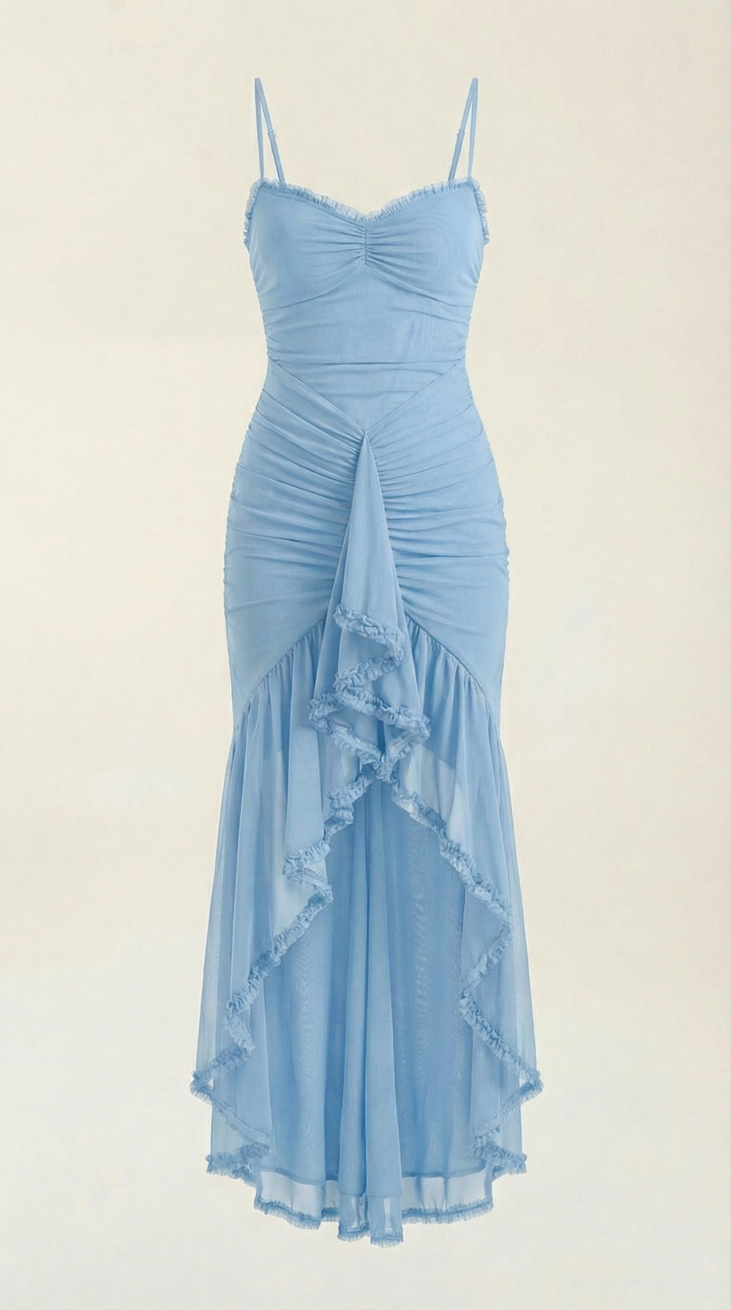 Robe maxi femme froncée col cœur