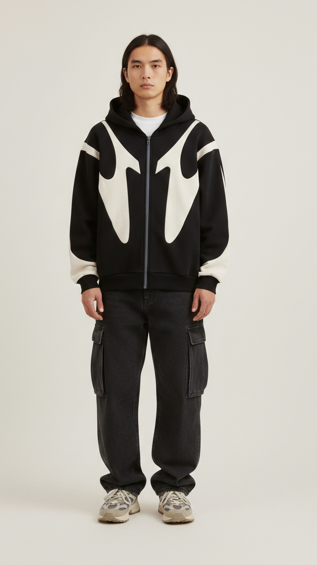 Sweat à capuche zippé homme coupe droite