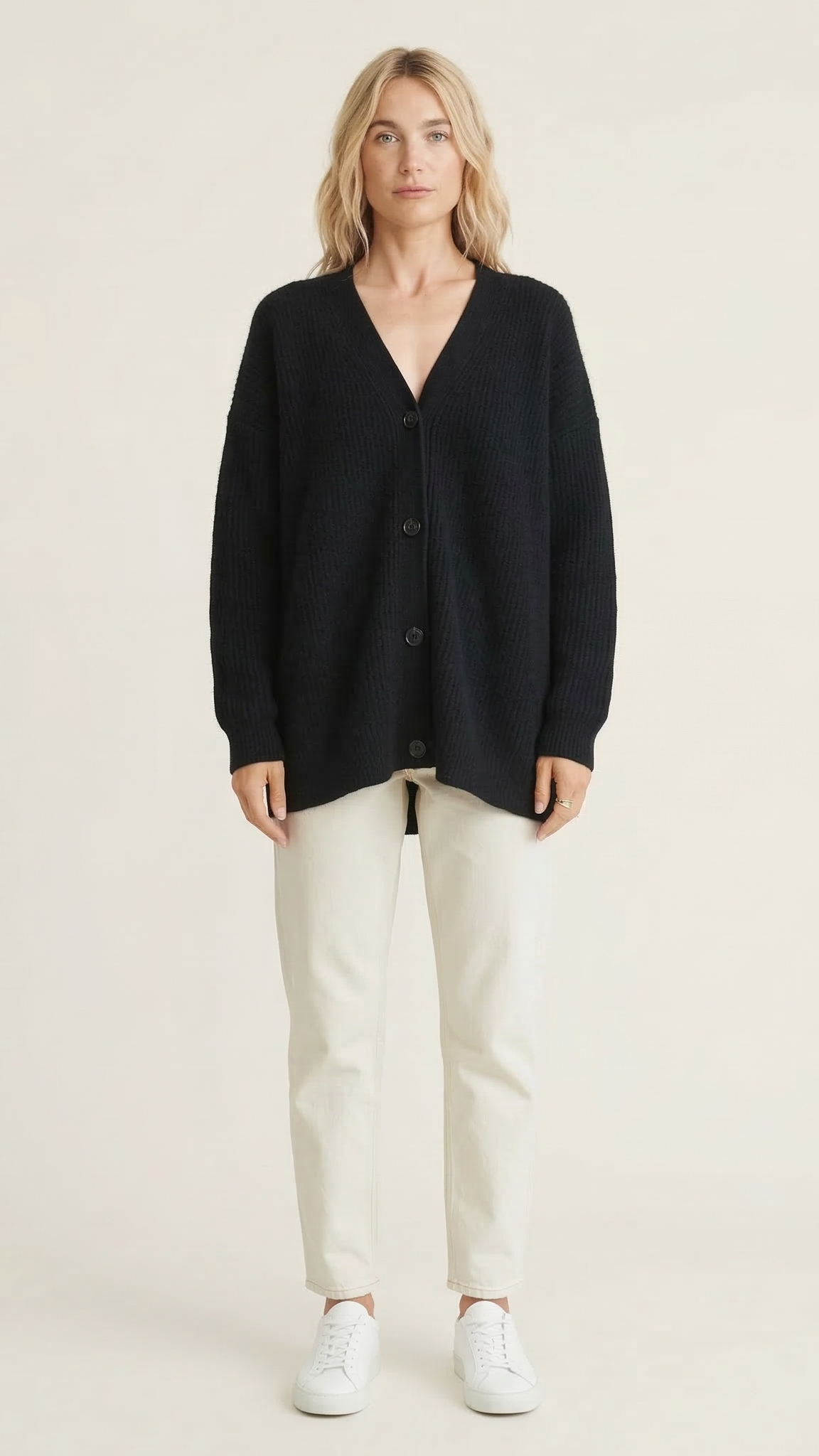 Cardigan maille femme boutonné col V