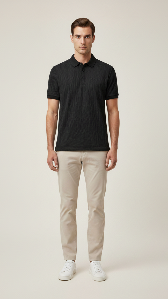 Polo Homme en Maille Ajourée