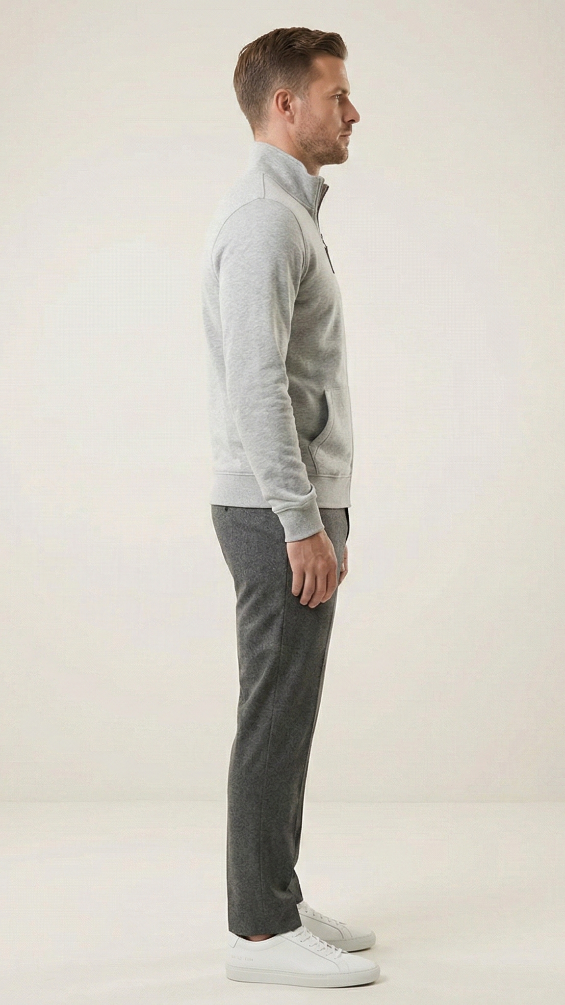 Sweat zippé homme col montant