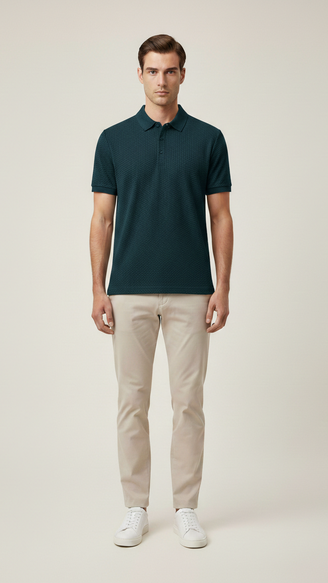 Polo Homme en Maille Ajourée
