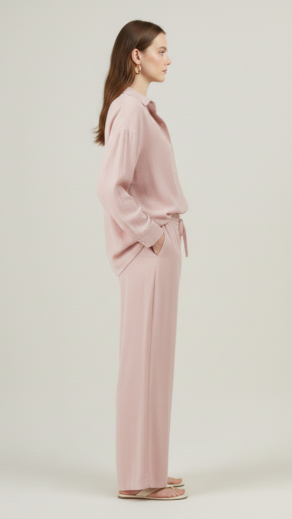 Ensemble 2 pièces femme effet lin
