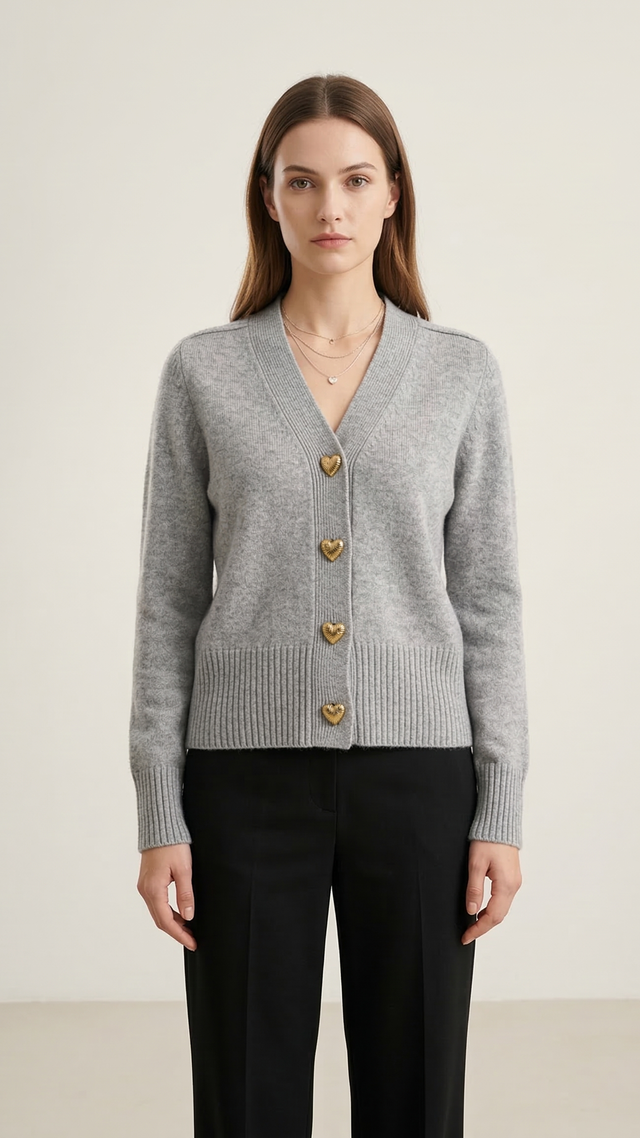 Cardigan femme col V boutonné