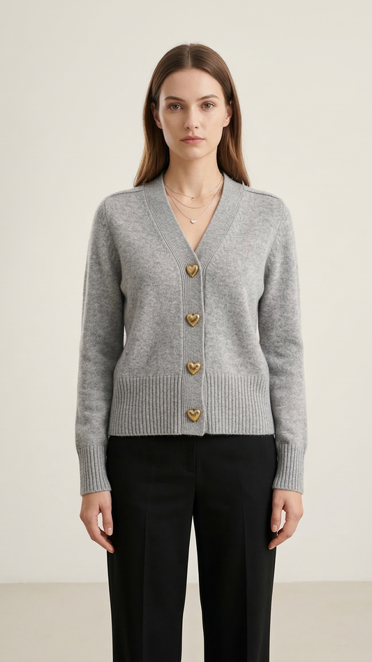 Cardigan femme col V boutonné