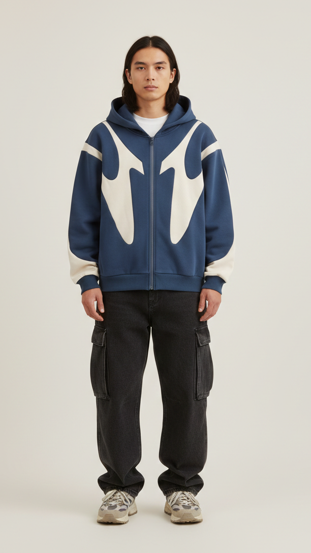 Sweat à capuche zippé homme coupe droite