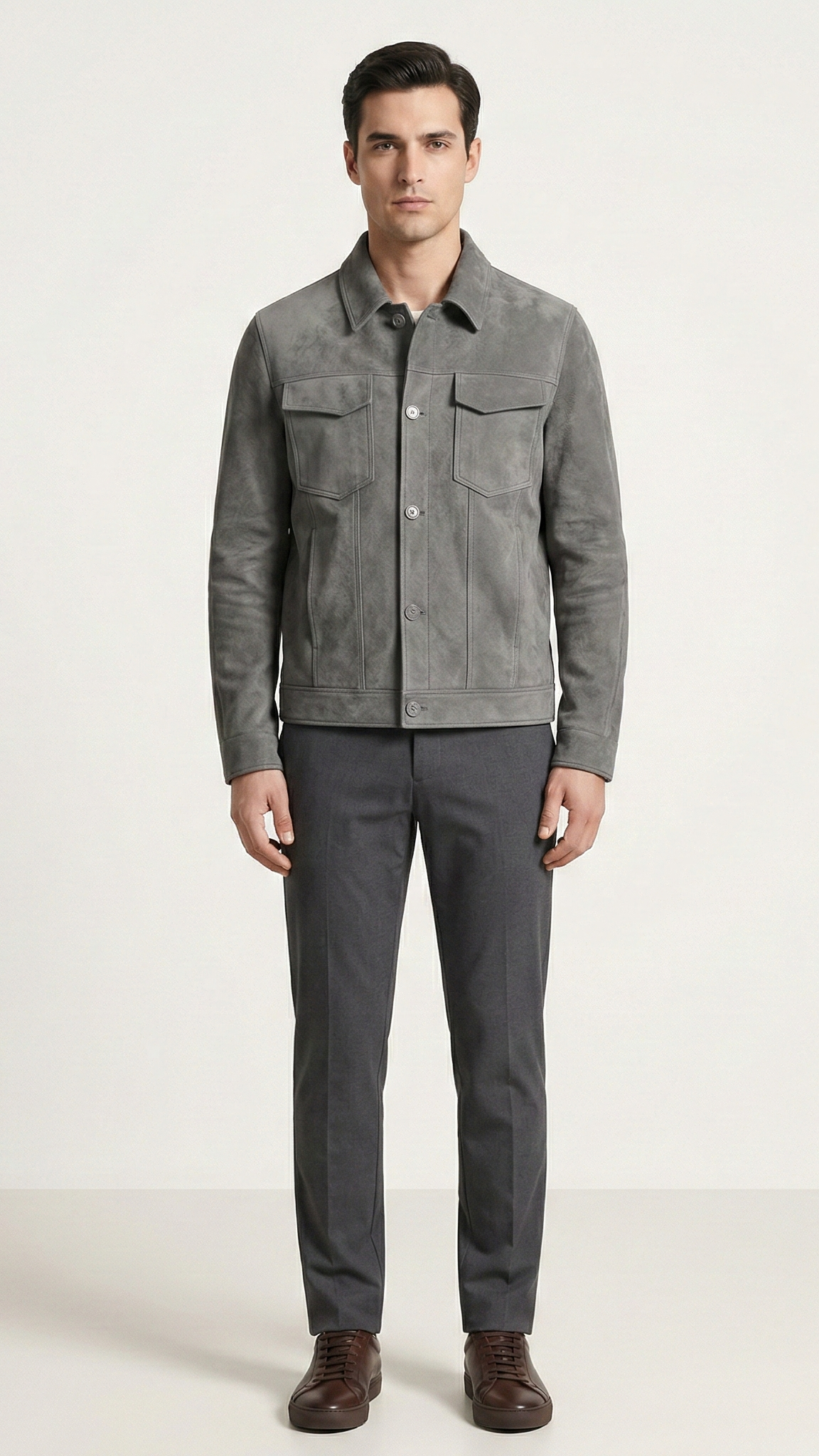 Veste homme boutonnée style suède