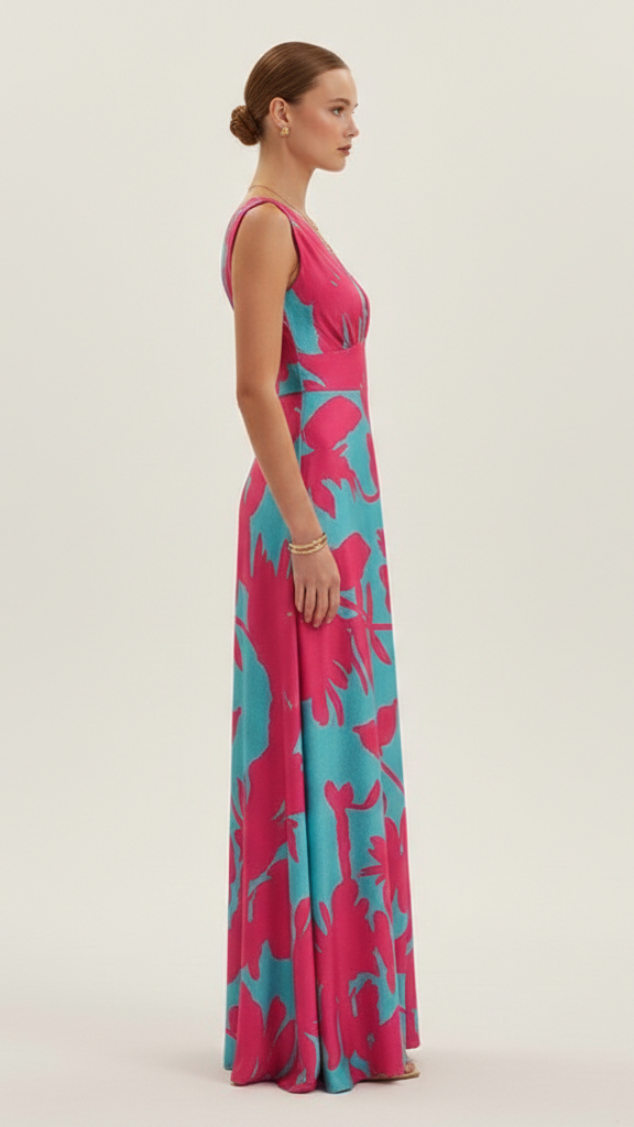 Robe maxi femme col V profond sans manches