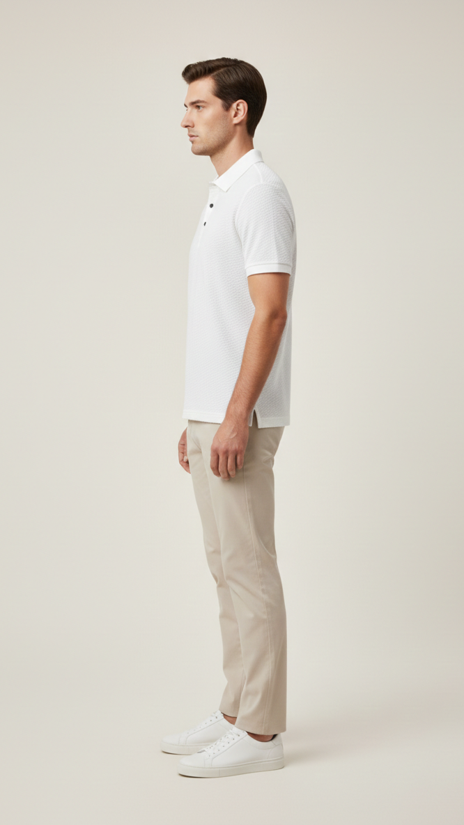 Polo Homme en Maille Ajourée