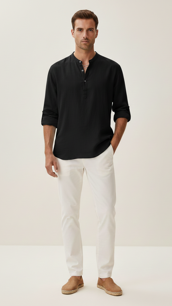 Chemise unisexe col classique manches longues