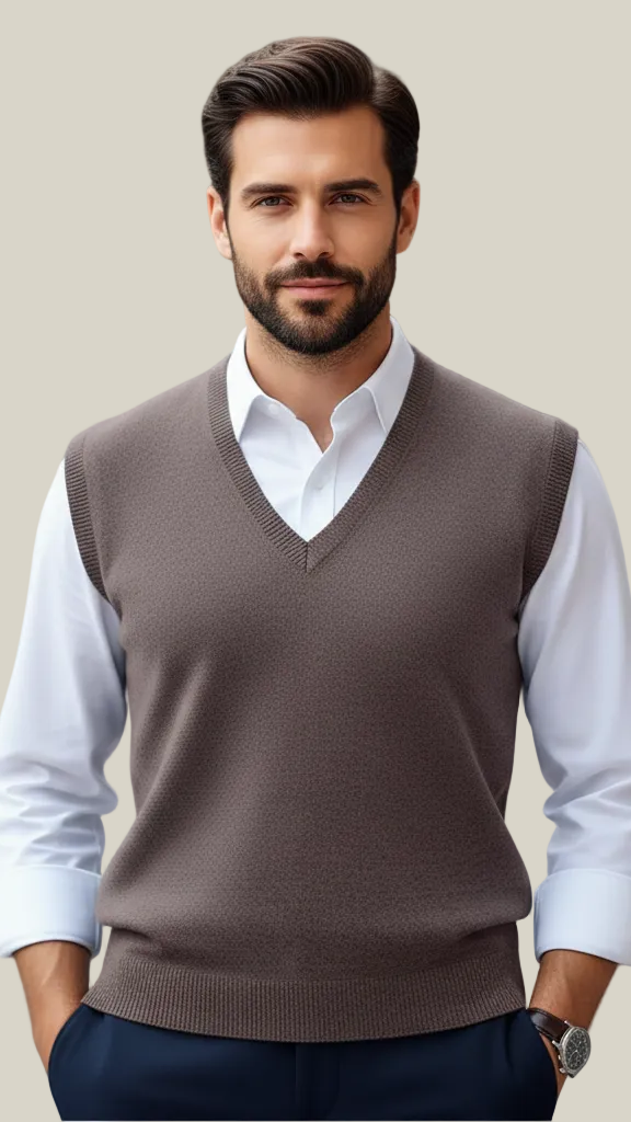 Pull sans manches homme col V