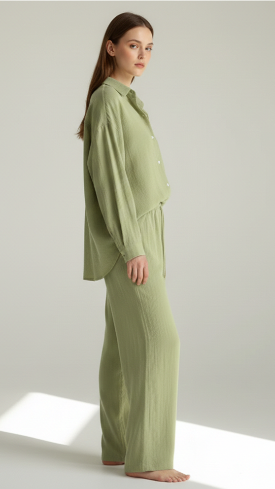 Ensemble 2 pièces femme effet lin