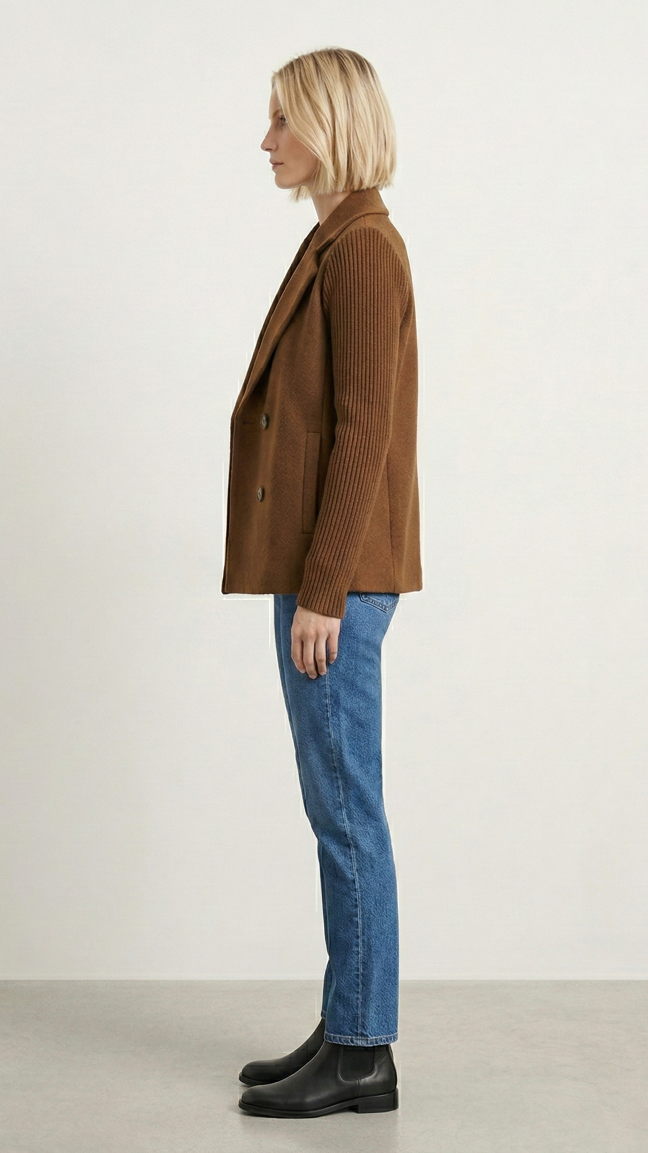 Blazer femme double boutonnage manches contrastées