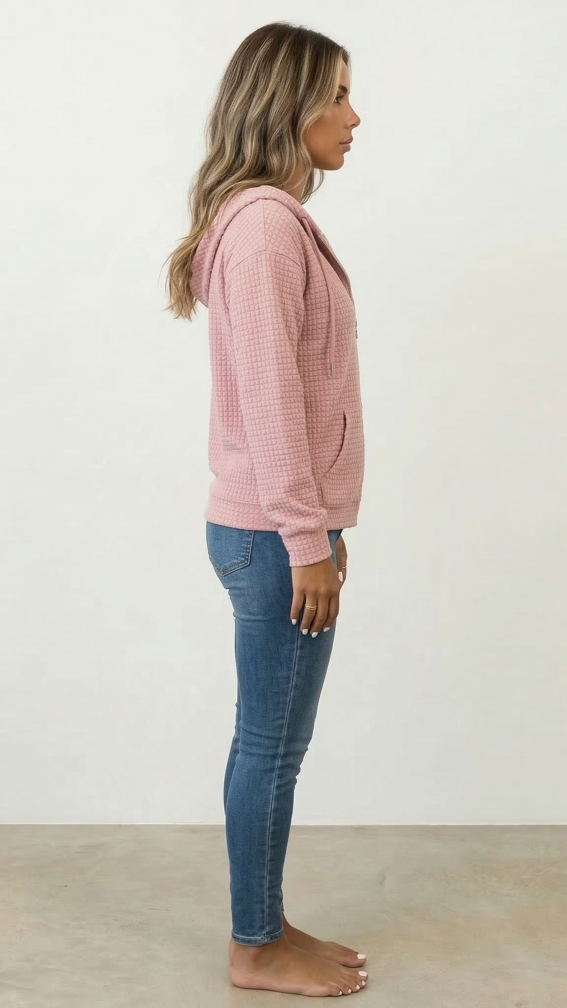 Sweat à capuche zippé femme poches