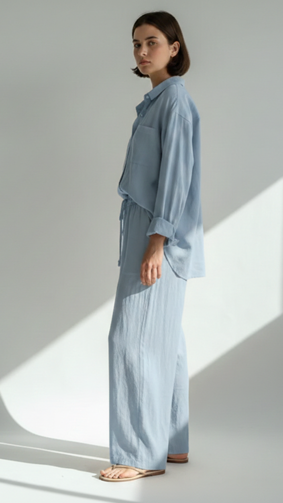 Ensemble 2 pièces femme effet lin