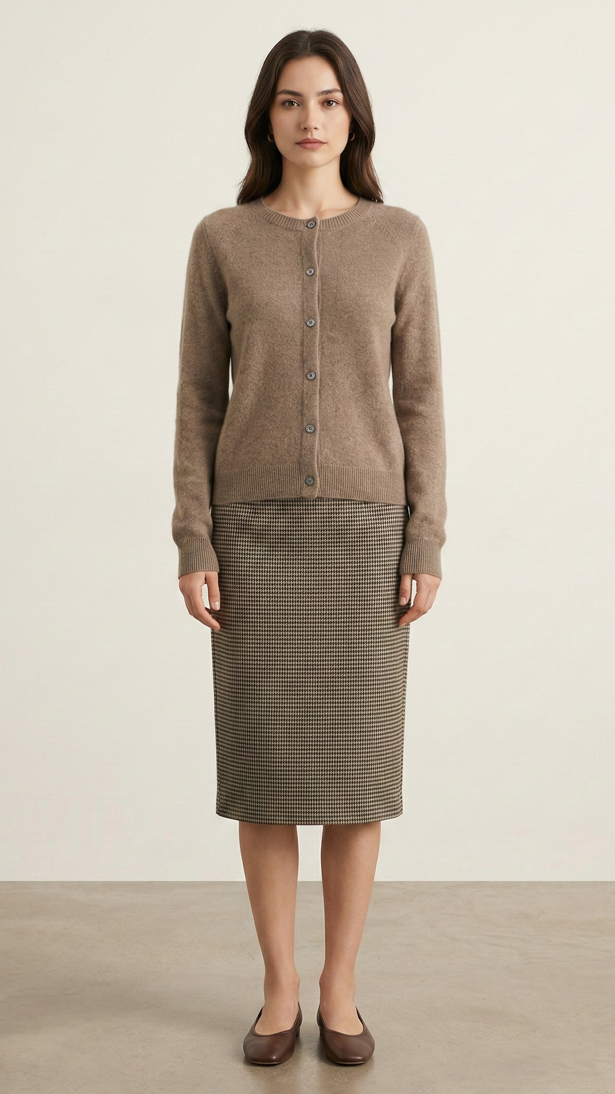 Cardigan maille femme col rond boutonné