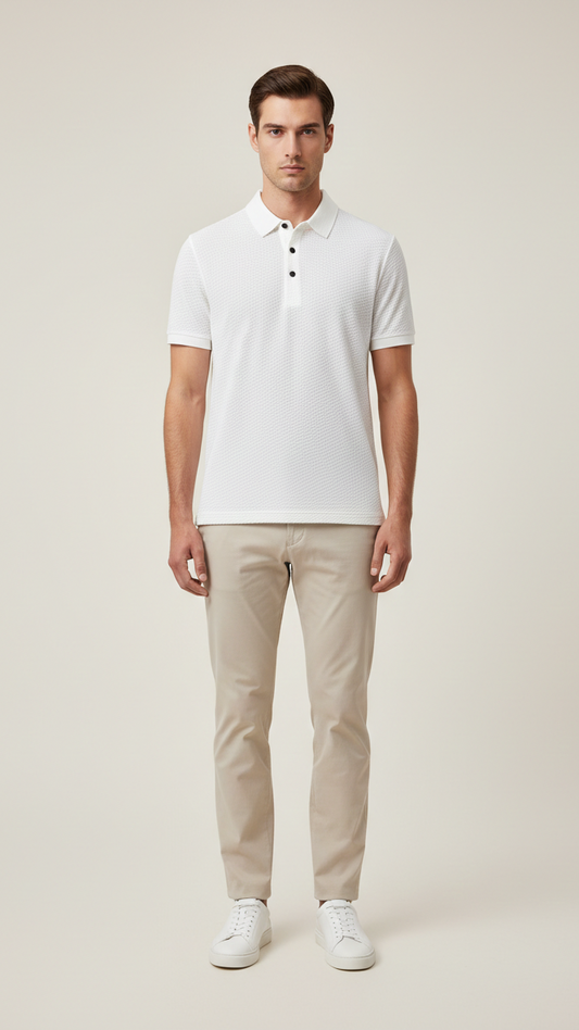 Polo Homme en Maille Ajourée