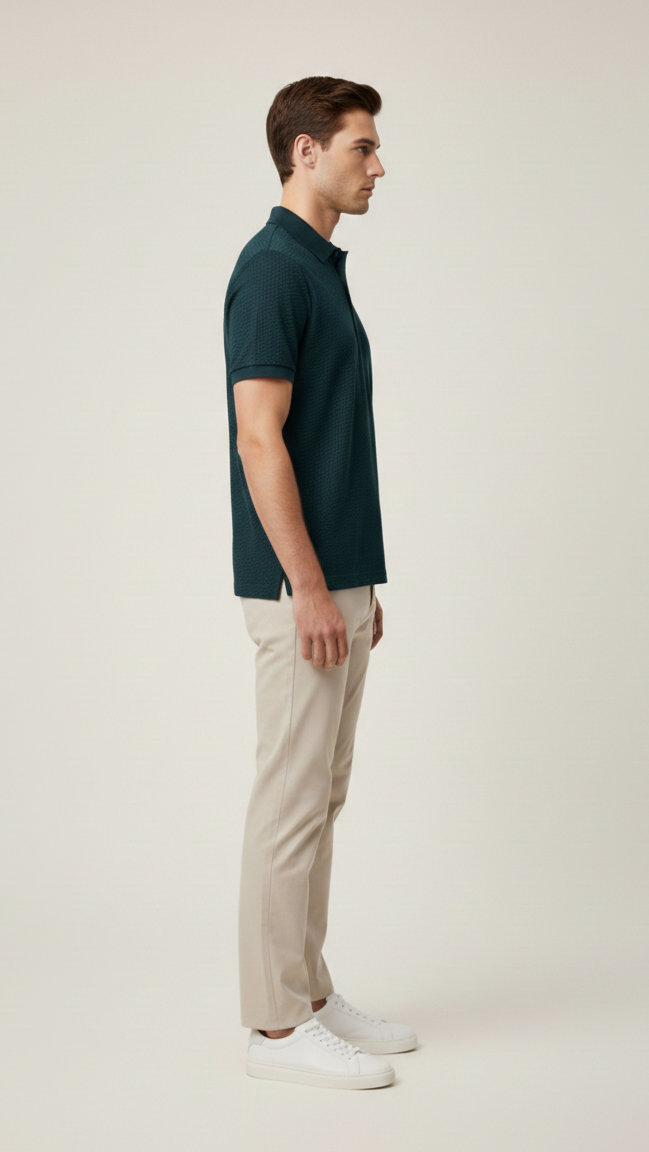 Polo Homme en Maille Ajourée
