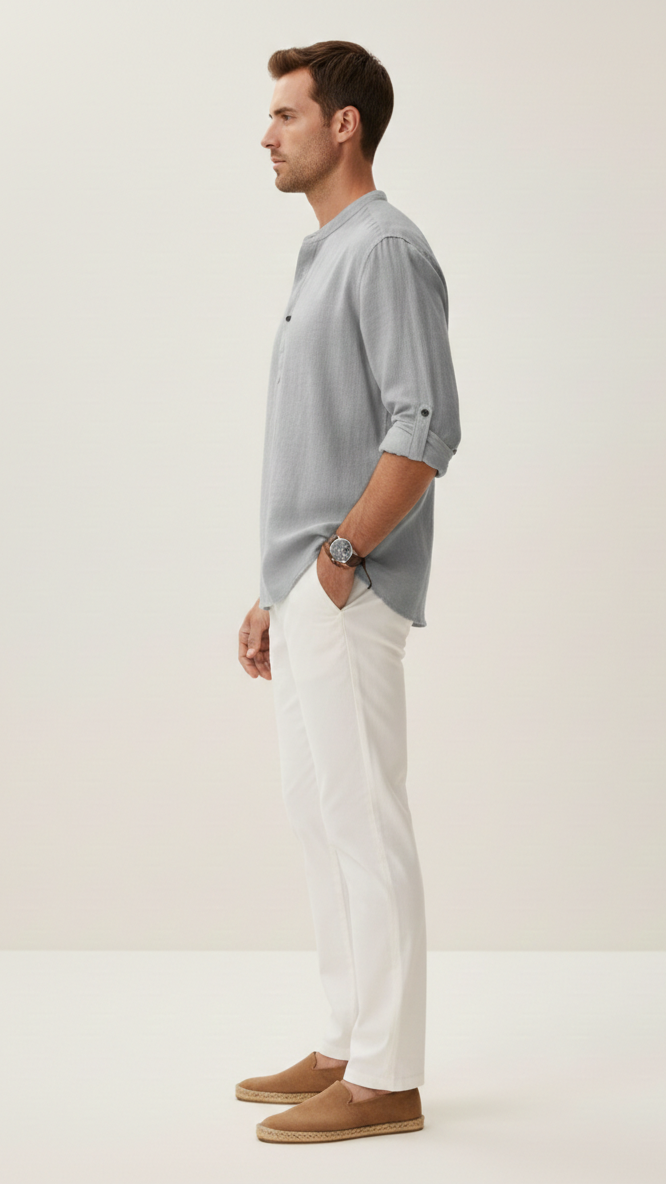Chemise unisexe col classique manches longues