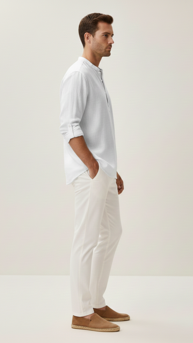 Chemise unisexe col classique manches longues