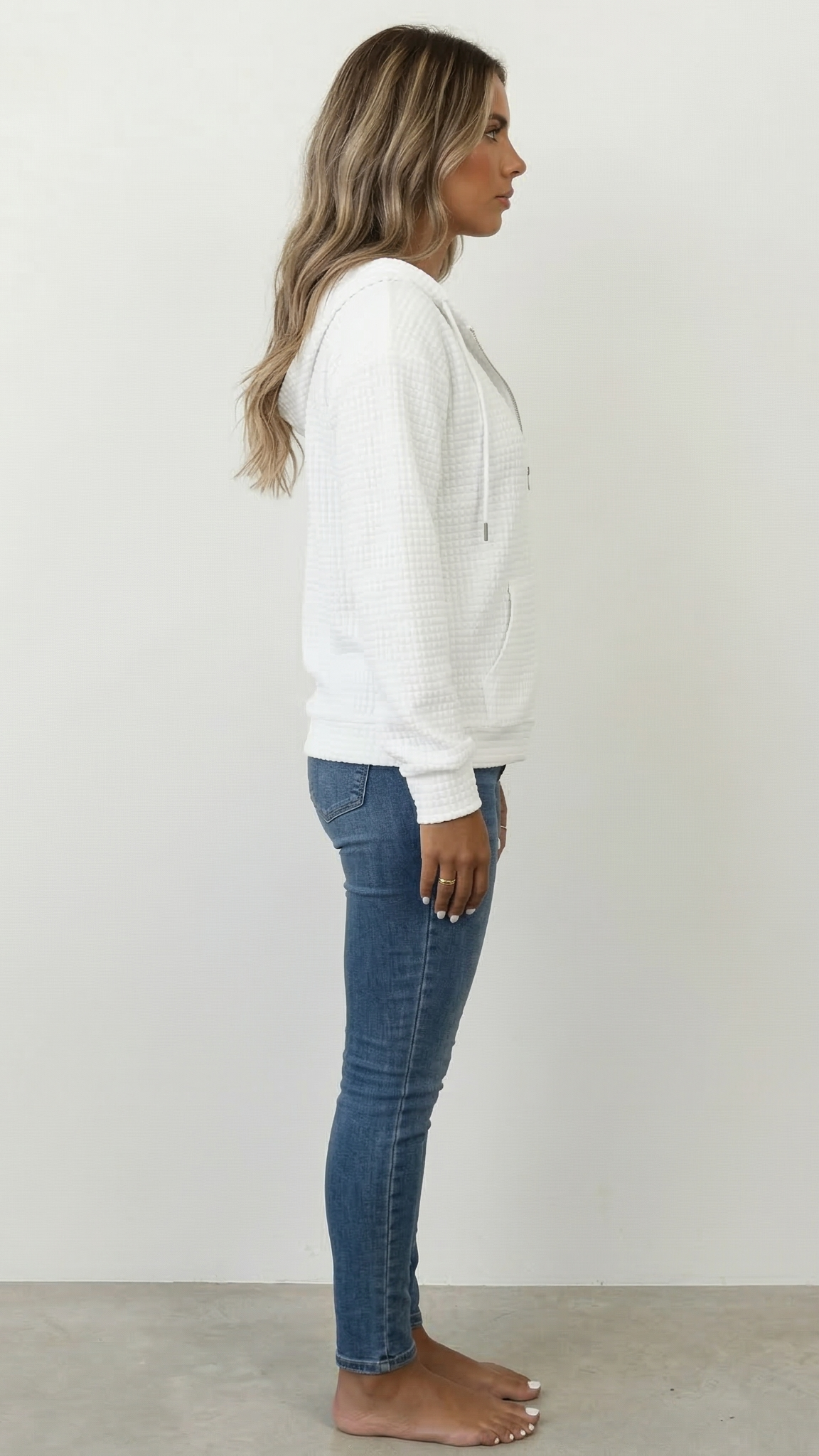 Sweat à capuche zippé femme poches