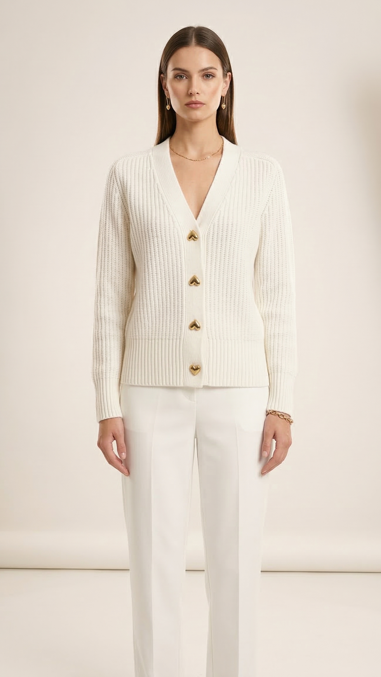 Cardigan femme col V boutonné