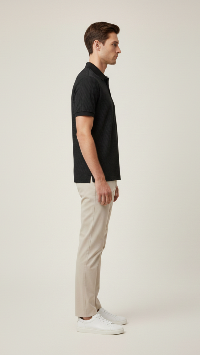 Polo Homme en Maille Ajourée