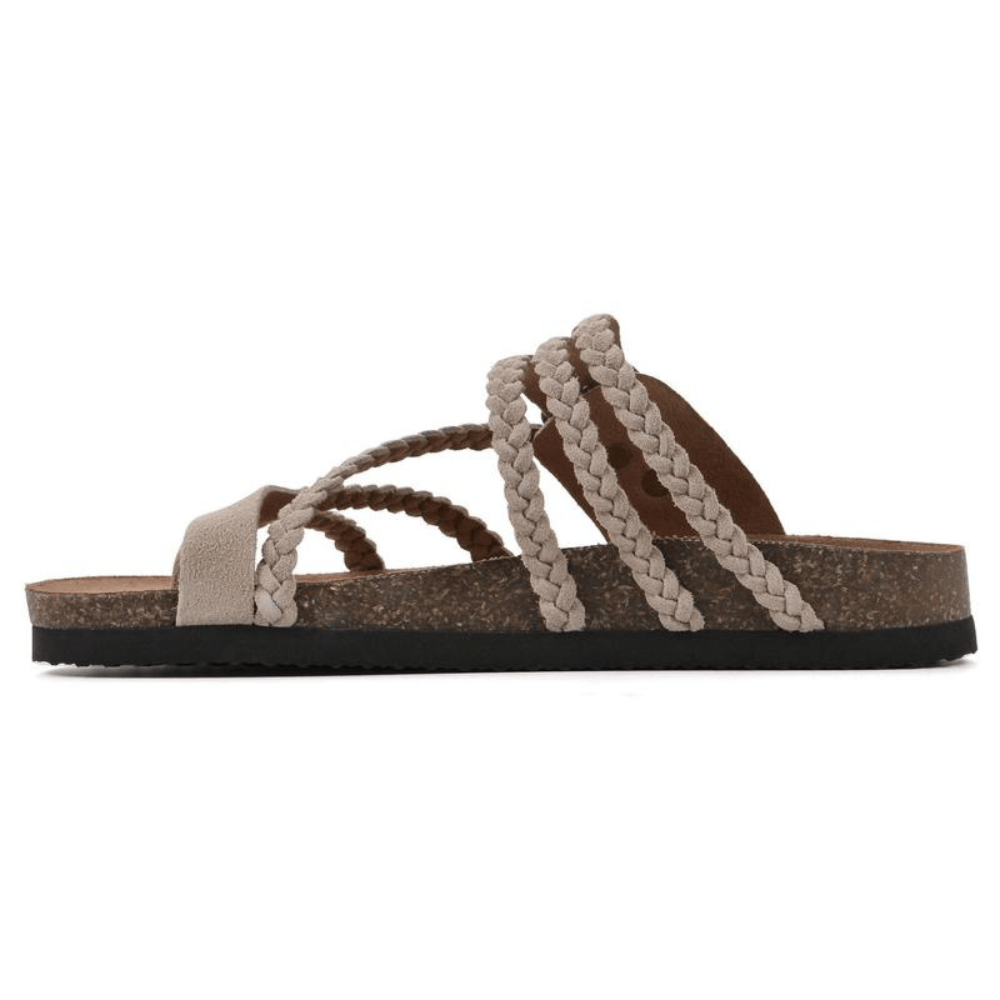 Sandales Femme à Semelle Liège | Brides Tressées