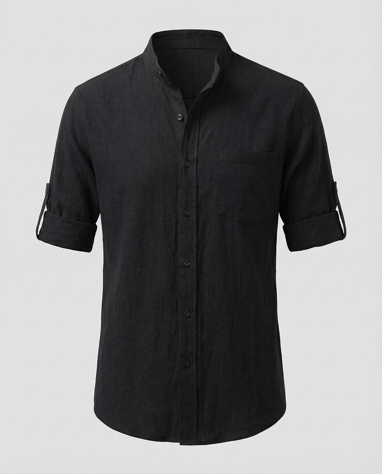Chemise homme col mao manches relevables