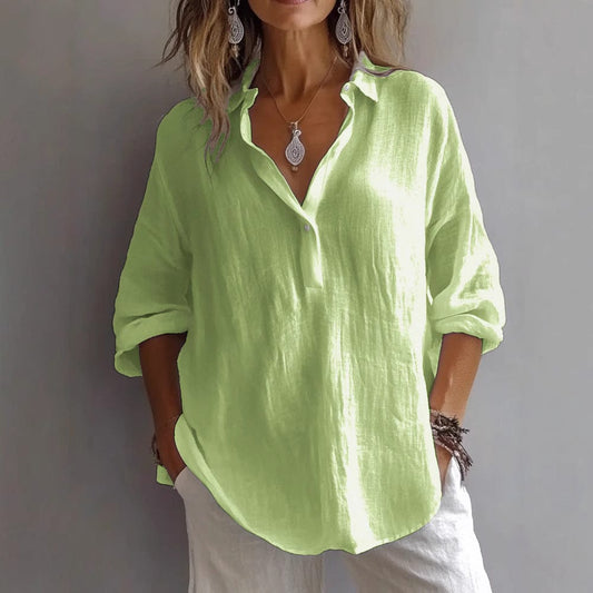 Blouse Femme Décontractée à Manches Amples | Patte de Boutonnage