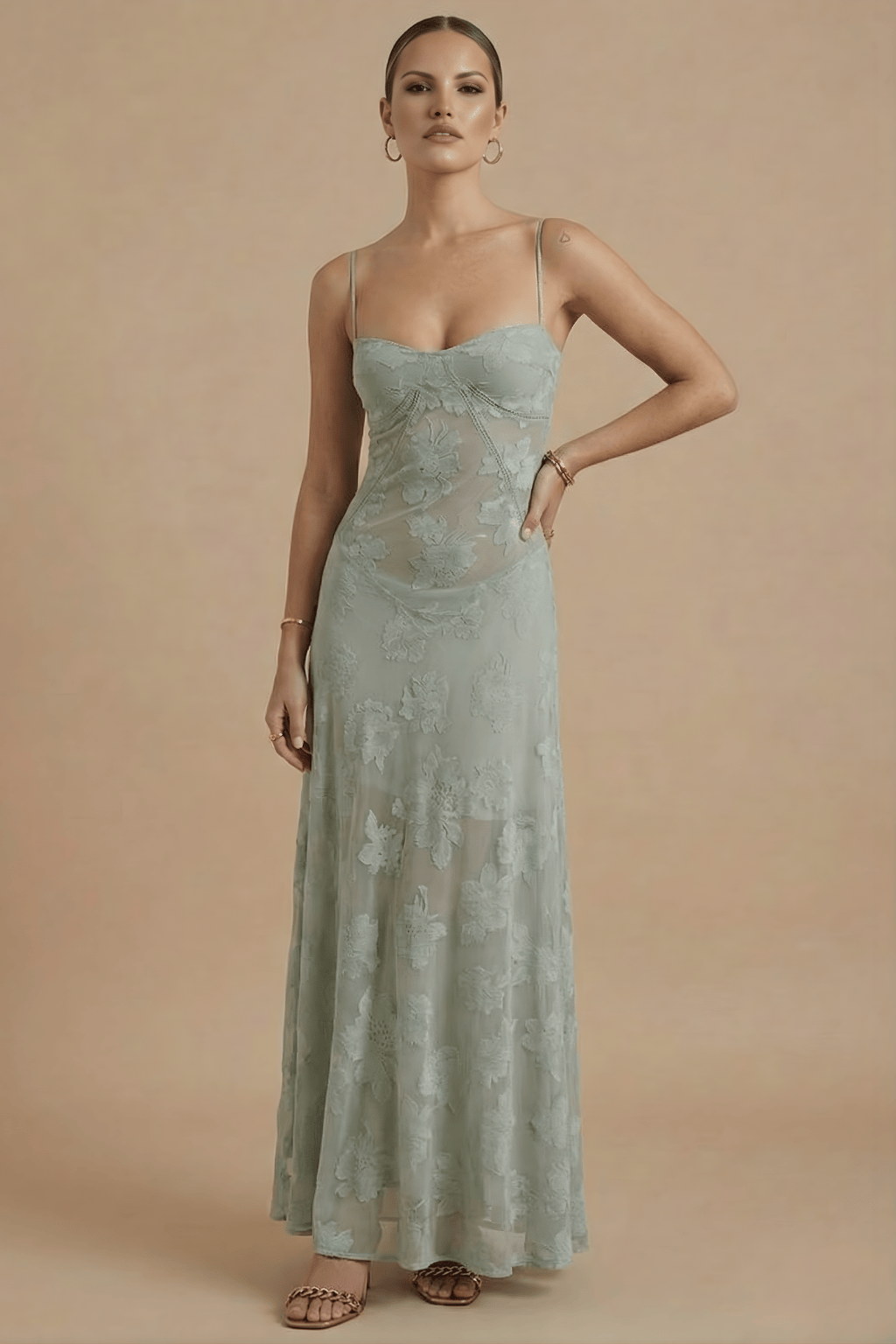 Robe Longue Femme Fleurie à Fines Bretelles | Buste Ajusté