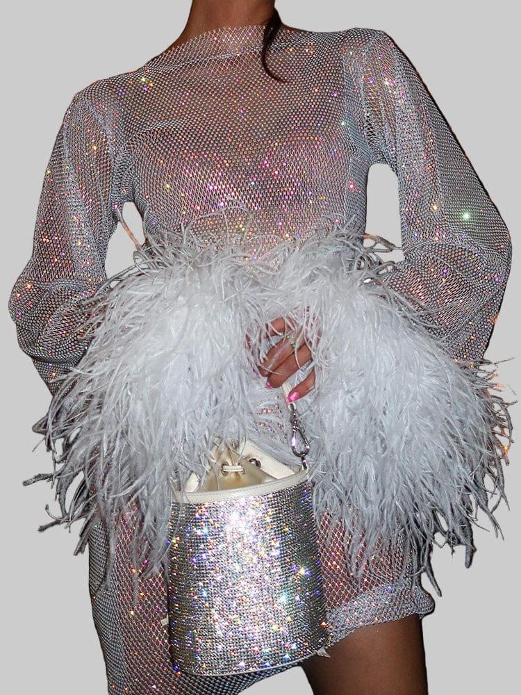 Robe de Soirée Femme à Sequins | Poignets Texturés