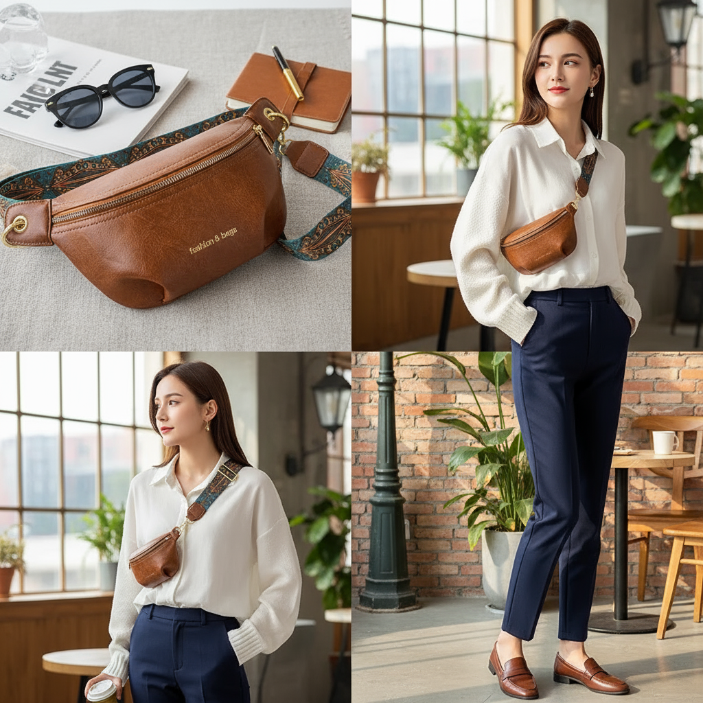 Sac banane cuir tendance large sangle