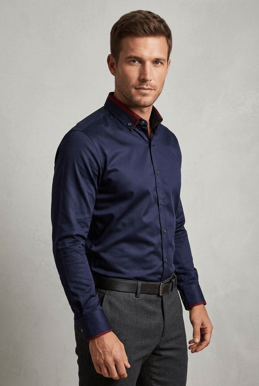Chemise Homme Habillée à Col Contrasté | Coupe Slim