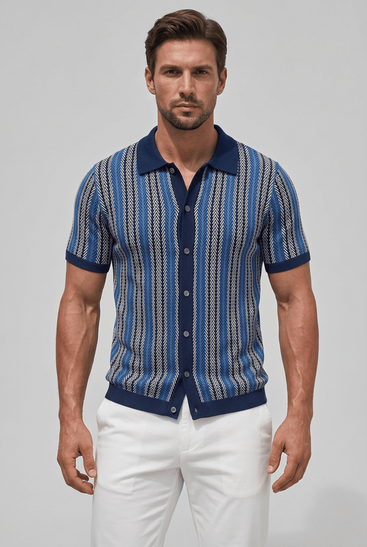 Chemise rayée col boutonné homme