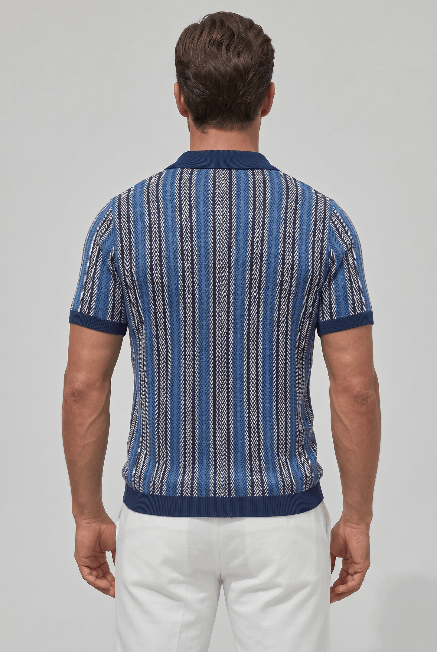 Chemise rayée col boutonné homme