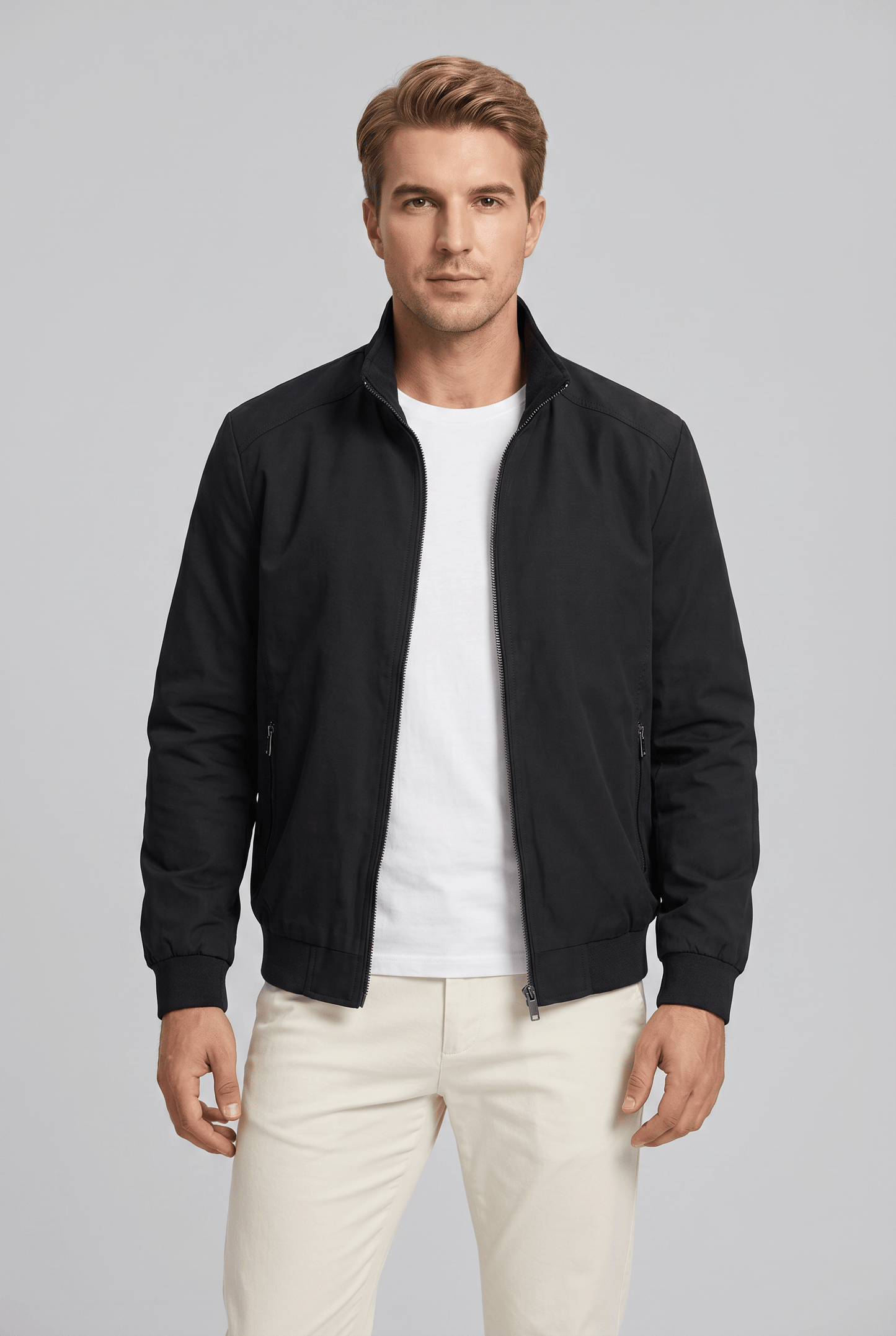 Veste Homme Zippée à Col Montant | Poignets Côtelés
