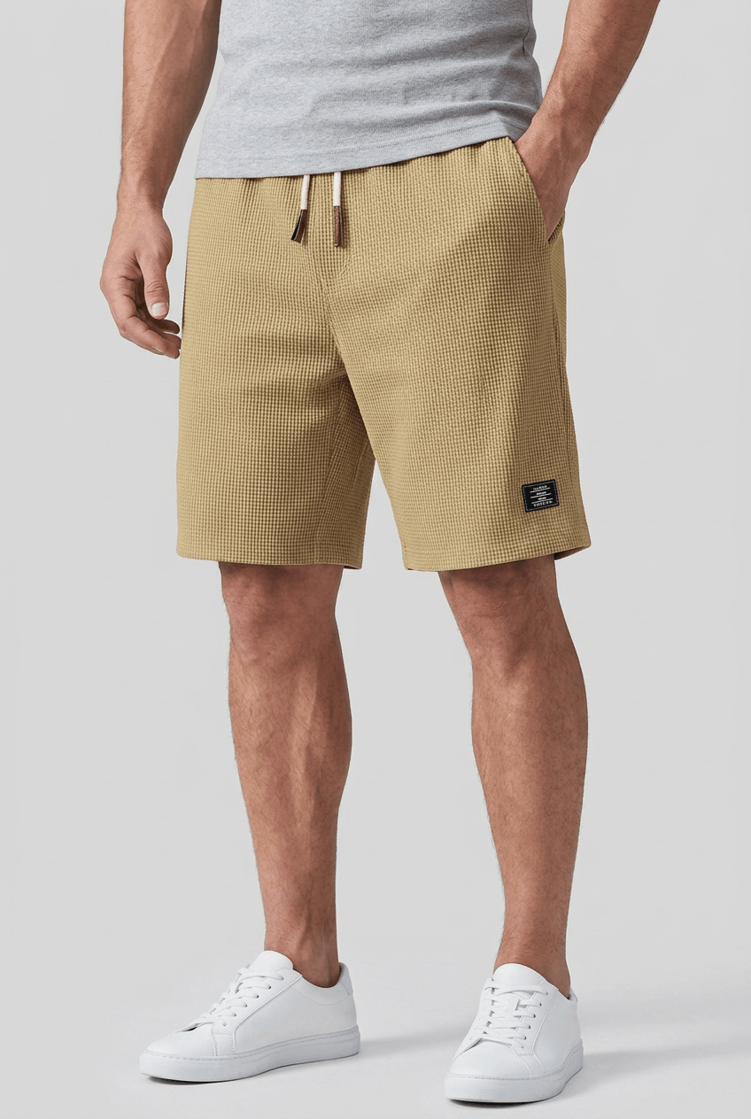 Short Homme Texturé Gaufré | Taille Élastique à Cordon