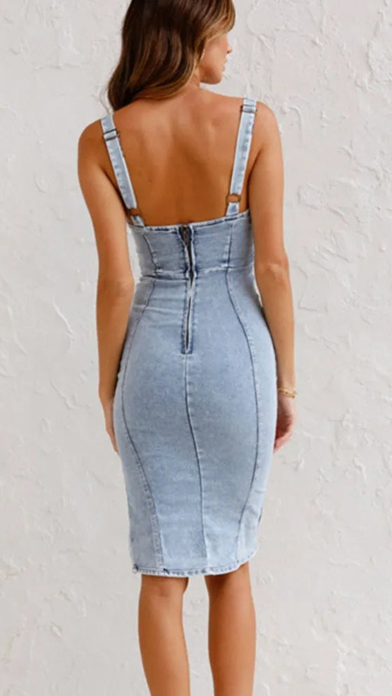 Robe en jean femme bretelles réglables