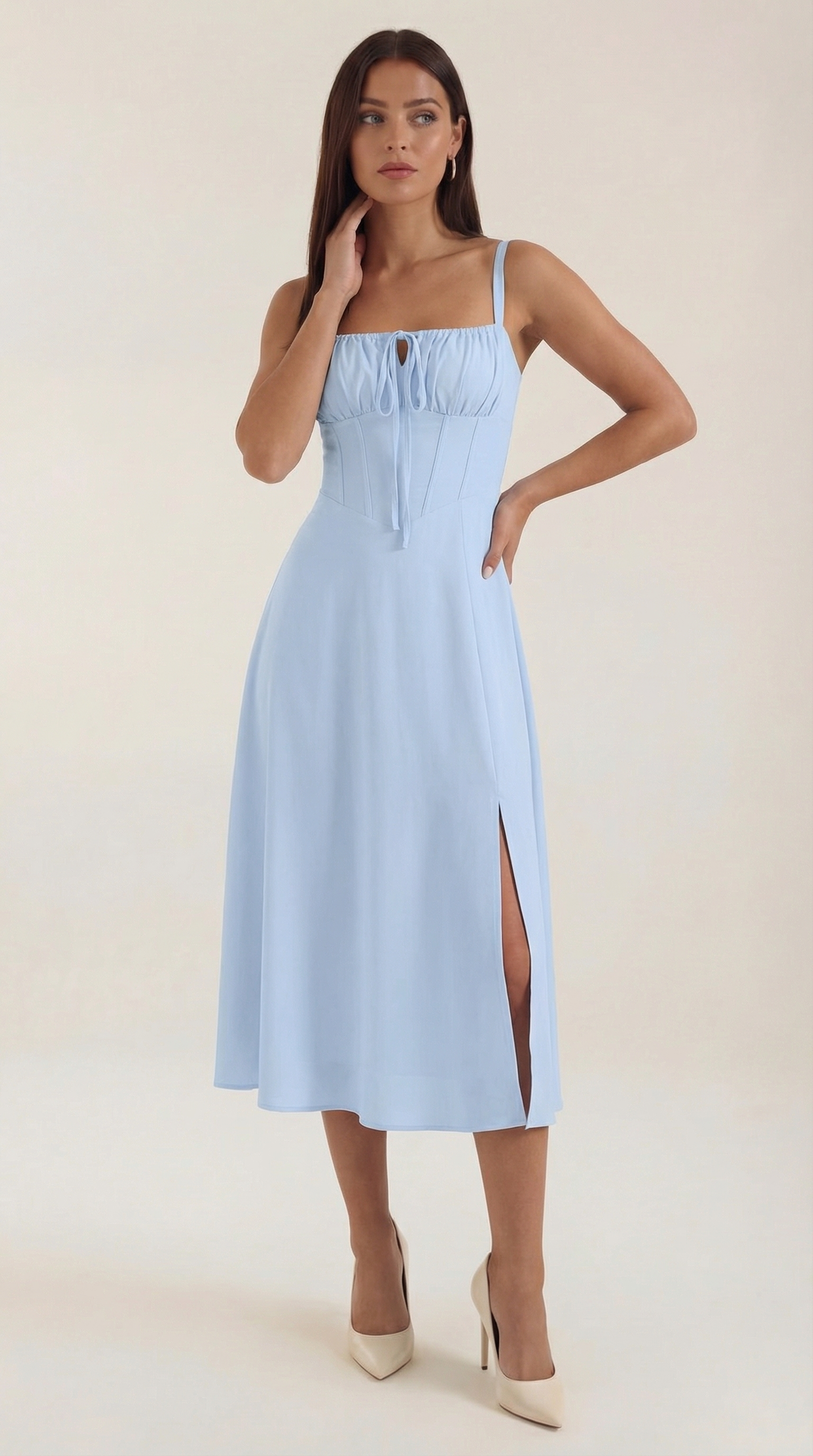 Robe midi lacets élégante femme