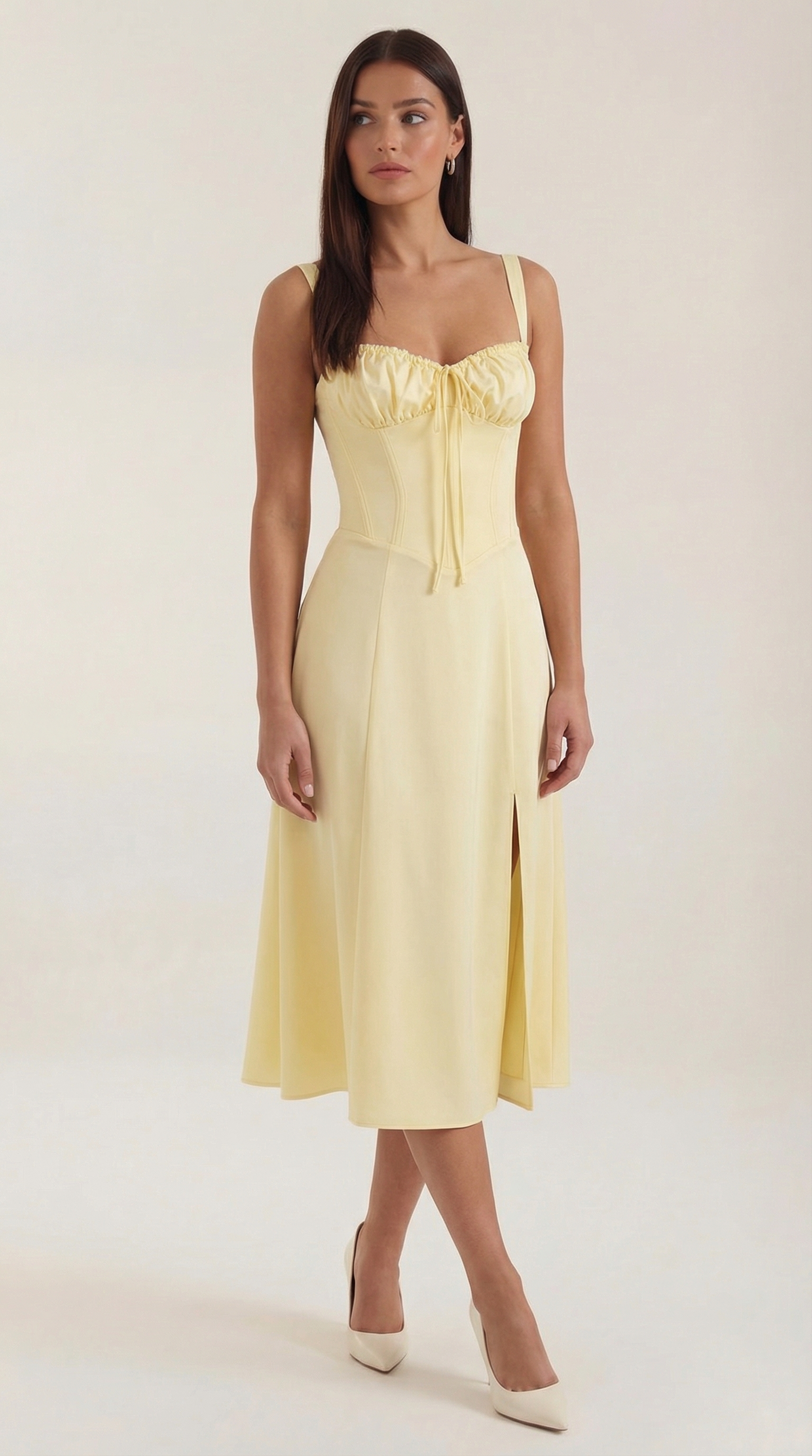 Robe midi lacets élégante femme