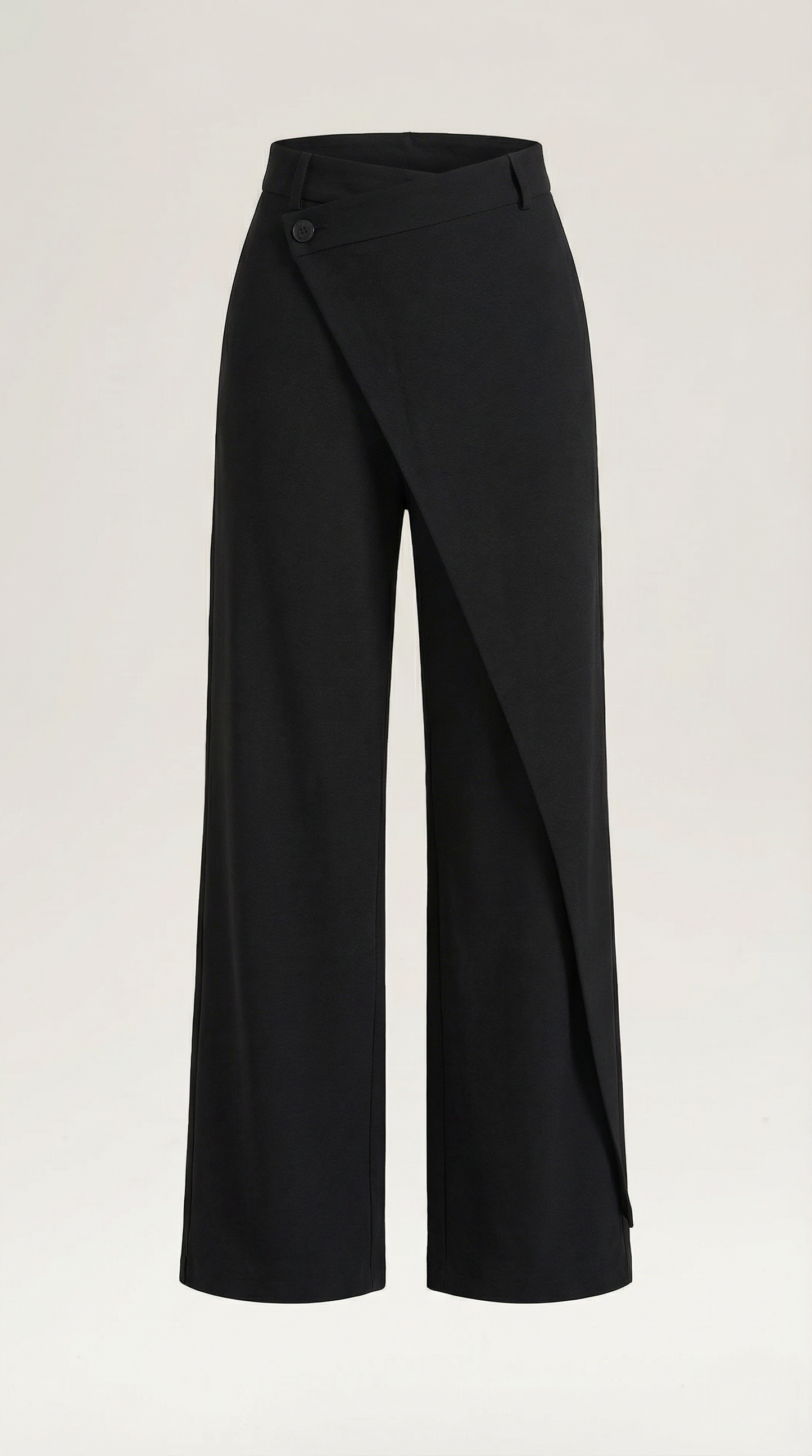Pantalon large femme portefeuille asymétrique