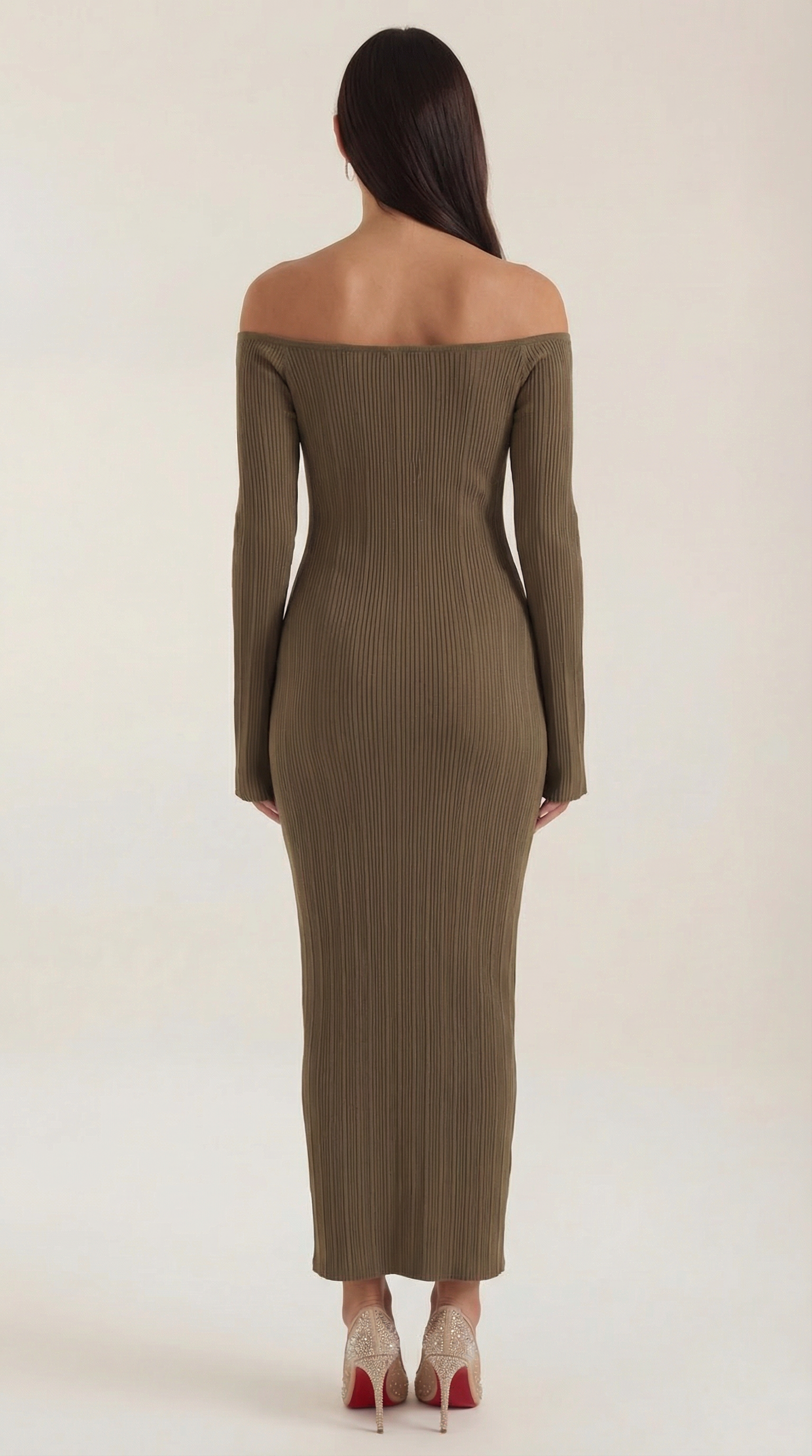 Robe maxi moulante femme épaules dénudées