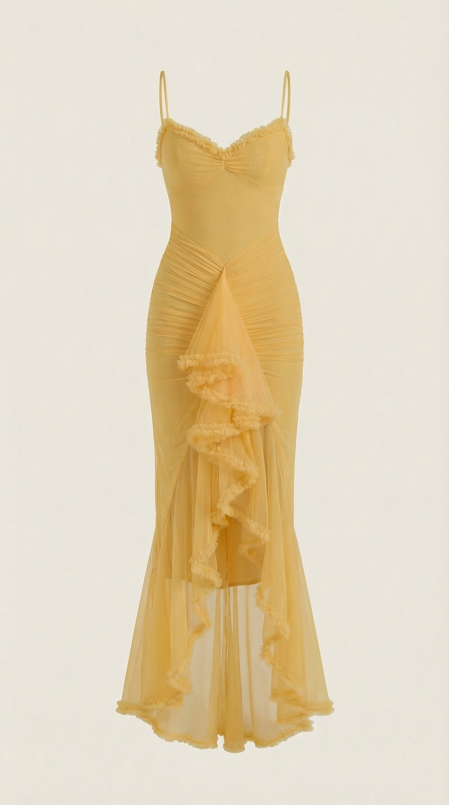 Robe maxi femme froncée col cœur