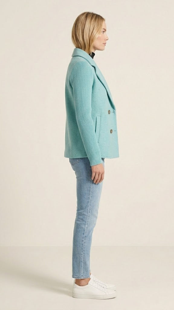 Blazer femme double boutonnage manches contrastées
